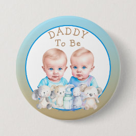 Twin Boy's Baby shower papa om te zijn Ronde Button 7,6 Cm