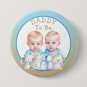 Twin Boy's Baby shower papa om te zijn Ronde Button 7,6 Cm