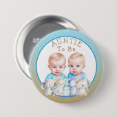 Twin Boy's Baby shower tante om te zijn Ronde Button 7,6 Cm (Voorkant /achterkant)