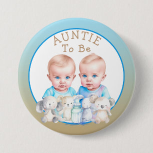 Twin Boy's Baby shower tante om te zijn Ronde Button 7,6 Cm