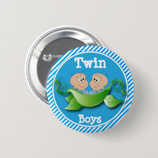 Twin Boys Baby Shower Theme Ronde Button 5,7 Cm (Voorkant /achterkant)