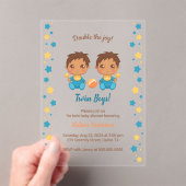 Twin Boys Baby shower Transparant 2 Acryl Uitnodigingen (Insitu (Draagbaar))