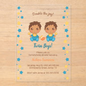 Twin Boys Baby shower Transparant 2 Acryl Uitnodigingen (Voorkant)