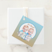 Twin Boy's Baby shower Waterverven Bedankjes Labels (In situ)