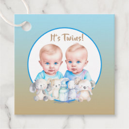 Twin Boy's Baby shower Waterverven Bedankjes Labels