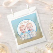 Twin Boy's Baby shower Waterverven Bedankzakje (Geknipt)