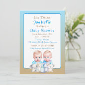 Twin Boy's Baby shower Waterverven Kaart (Staand voorkant)