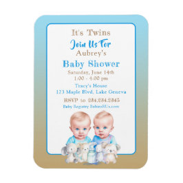 Twin Boy's Baby shower Waterverven Magneet