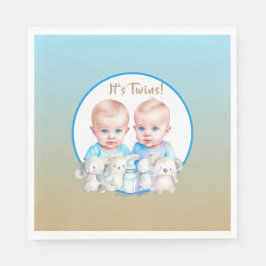 Twin Boy's Baby shower Waterverven Servet