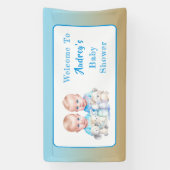 Twin Boy's Baby shower Waterverven Spandoek (Verticaal)