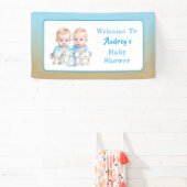 Twin Boy's Baby shower Waterverven Spandoek (Insitu)