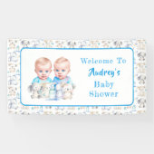 Twin Boy's Baby shower Waterverven Spandoek (Horizontaal)
