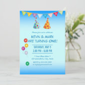 Twin Boys Birthday Party Kaart (Staand voorkant)