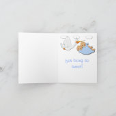 Twin Boys Blonde Stork Baby shower Bedankt Card (Binnen)