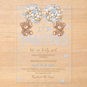 Twin Boys Blue Beer Baby shower Acryl Uitnodigingen (Voorkant)