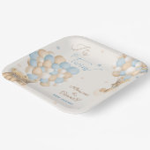 Twin Boys Blue Beer Balloons Baby shower Papieren Bordje (Gebogen)