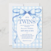 Twin Boys Blue Bow  Schattige Kaart (Voorkant)