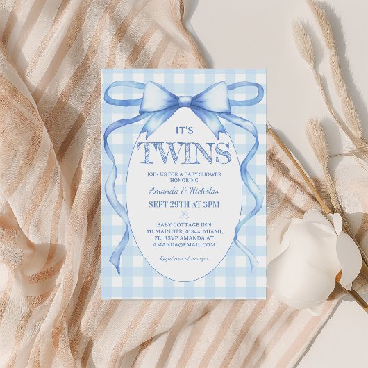 Twin Boys Blue Bow  Schattige Kaart