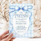 Twin Boys Blue Bow  Schattige Kaart