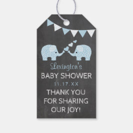 Twin Boys Blue Elephants Baby shower Dank u Cadeaulabel