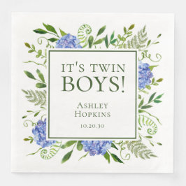 Twin Boys Blue Hydrangeas Boy Baby shower Servet