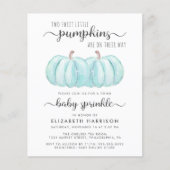 Twin Boys Blue Pumpkin Baby Sprinkle Invitation (Voorkant)