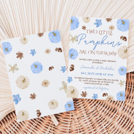 Twin Boys Blue Pumpkin Herfst Baby shower Kaart