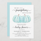 Twin Boys Blue Pumpkin Virtual Baby shower Kaart (Voorkant / Achterkant)