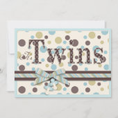 TWIN BOYS Blue Sage Brown Stip Baby shower Kaart (Voorkant)