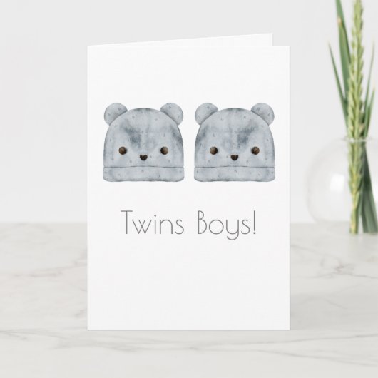 Twin Boys Boho Baby Gefeliciteerd Kaart (Voorkant)