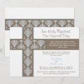 Twin Boys Christening Uitnodiging (Voorkant / Achterkant)