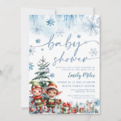 Twin Boys Christmas Elf Baby shower Uitnodiging (Voorkant)