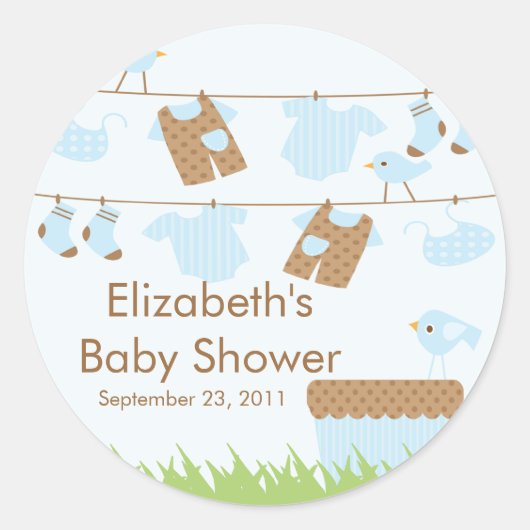 Twin Boys Clothesline Baby shower Sticker (Voorkant)