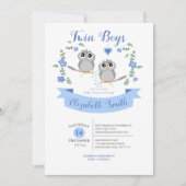 Twin Boys Cute owls babyshower Kaart (Voorkant)