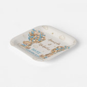 Twin Boys Douche Blauw Beige Schattigee Beren Papieren Bordje (Gebogen)