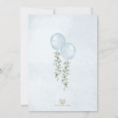 Twin Boys Dusty Blue Balloon Greenery Baby shower Kaart (Achterkant)