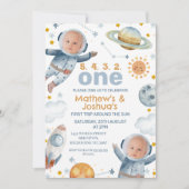 Twin Boys eerste reis rond de zon 1e verjaardag Kaart (Voorkant)