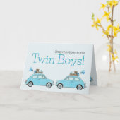 Twin Boys Fiat 500 gefeliciteerd Kaart (Gele Bloem)