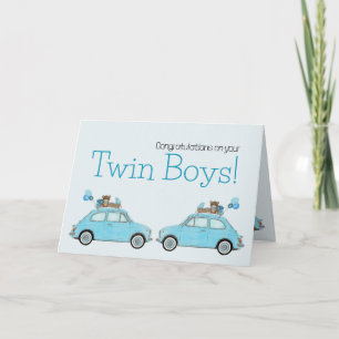 Twin Boys Fiat 500 gefeliciteerd Kaart