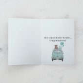 Twin Boys Fiat 500 gefeliciteerd Kaart (Binnen)