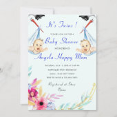 Twin Boys Funny Baby shower Invitation (Voorkant)