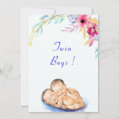 Twin Boys Funny Stork Baby shower Invitation (Achterkant)