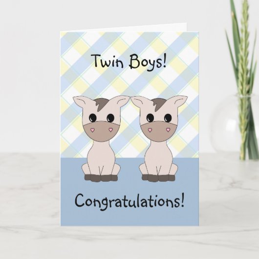 Twin Boys Gefeliciteerd Kaart (Voorkant)