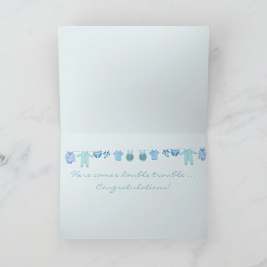 Twin Boys Gefeliciteerd Kaart (Binnen)