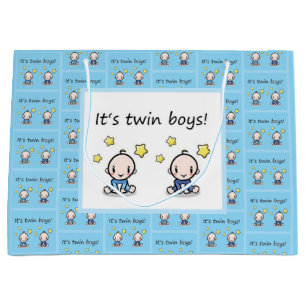 Twin Boys Gift Wrap, Gepersonaliseerd voor tweelin Groot Cadeauzakje