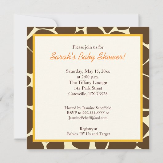 Twin Boys Giraffe Square Baby shower Invitation Kaart (Voorkant)