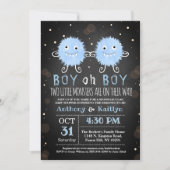 Twin Boys "Little Monsters" Halloween Baby shower Kaart (Voorkant)