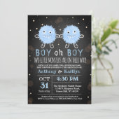 Twin Boys "Little Monsters" Halloween Baby shower Kaart (Staand voorkant)