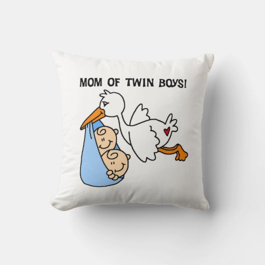 Twin Boys mam Stork-cadeautjes Kussen (Voorkant)