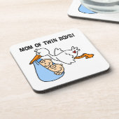 Twin Boys mam Stork-cadeautjes Onderzetter (Linkerzijde)